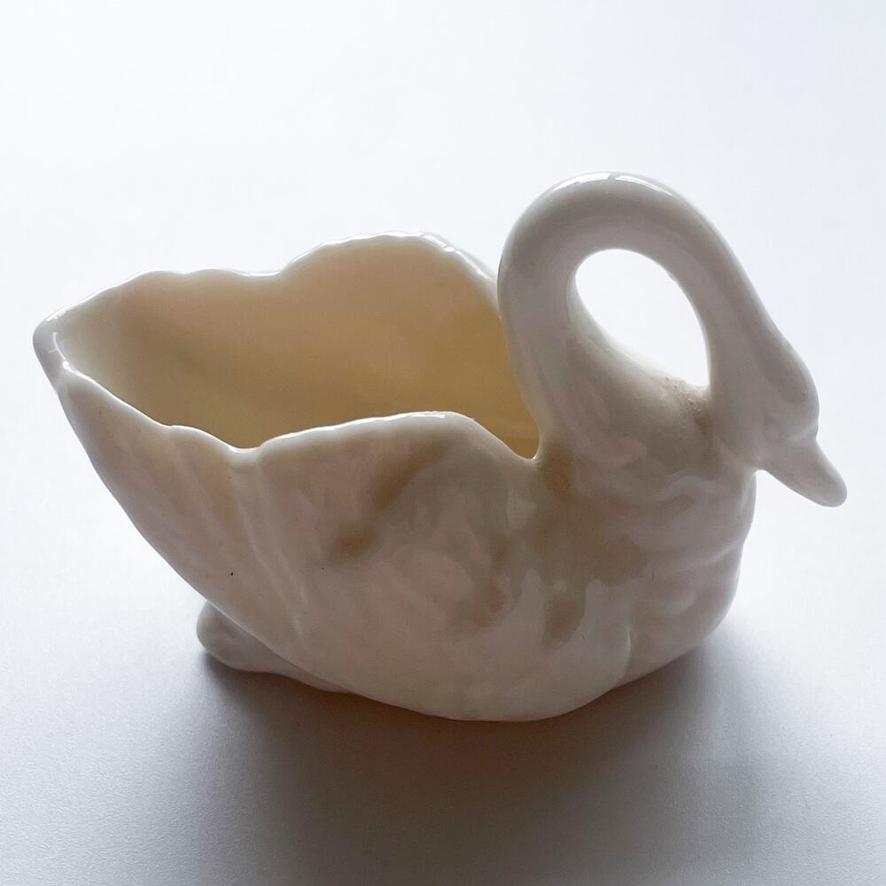 Vintage Miniature Lenox Decorative Cream Swan Trinket Dish Cake Topper